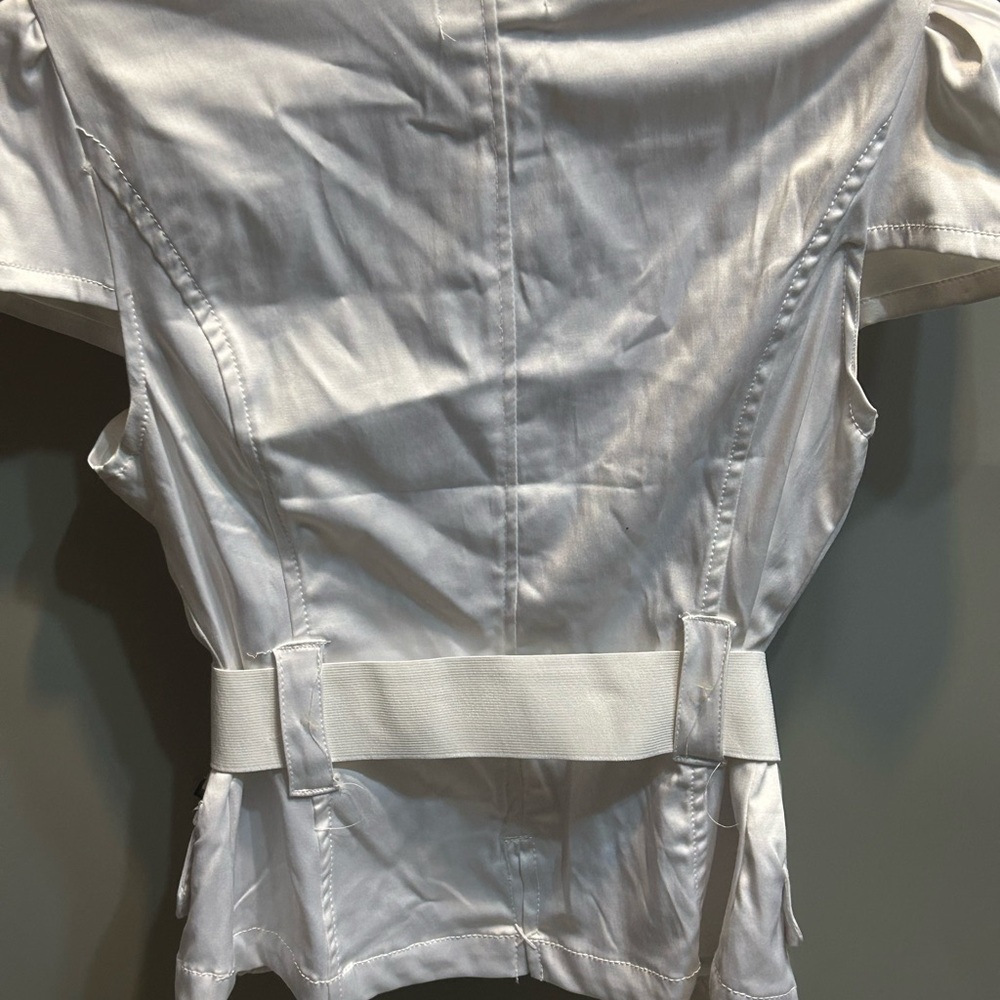 White Ruffled Button-Up Blouse - Picture 2 of 2
